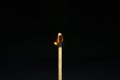 Close up Single matchstick burning isolated on black background Royalty Free Stock Photo