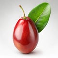 Single miracle fruit with red skin on transparent background Royalty Free Stock Photo