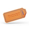 Orange ticket stub with ticket text and perforated edge isolated Royalty Free Stock Photo