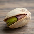 A single pistachio nut Pistacia vera partially opened revealing Royalty Free Stock Photo
