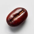Close-Up of Single Roasted Coffee Bean with Visible Cracks on White Background Royalty Free Stock Photo