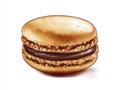 Digital Illustration of a Single Chocolate Macaron on White Background Royalty Free Stock Photo
