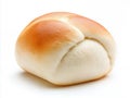 Close Up of a Single Soft White Bread Roll on White Royalty Free Stock Photo