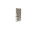 Single Stainless Steel Door Hinge with 4 four screw holes isolated on white background without shadow