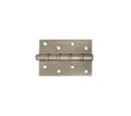 Single Stainless Steel Door Hinge with 4 four screw holes isolated on white background without shadow