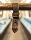 Forgotten Leather Strap on a Subway Train Royalty Free Stock Photo