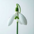 Close Up of a Single White Snowdrop Flower with Water Droplets Royalty Free Stock Photo