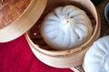 Close up Siopao in Bamboo Container Royalty Free Stock Photo