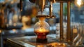 Close-up of siphon coffee brewing, a fusion of science and craft Royalty Free Stock Photo
