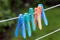 Close up of Six clothes pegs Royalty Free Stock Photo
