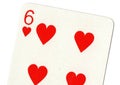 Close up of a six of hearts playing card. Royalty Free Stock Photo