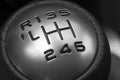 Close up of a six speed gear shift stick Royalty Free Stock Photo