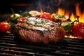 A close-up of a sizzling steak on a hot grill. Ai Generated.NO.02