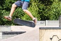 Close-up of a skateboard jump