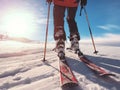 Close-up of a skier\'s legs