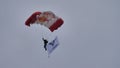 Close up of a skydiver landing