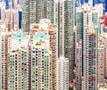 Close-up of the skyscrapers of Hong Kong seen from the Peak