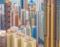 Close-up of the skyscrapers of Hong Kong seen from the Peak