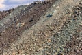 Close-up of slag heap of iron ore quarry