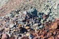Close-up of slag heap of iron ore quarry