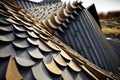 close-up of sleek eco friendly roof made from recycled materials