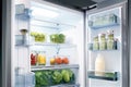 close-up of the sleek exterior of a walk-in refrigerator, with a view inside