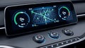 Modern Car Dashboard Navigation Screen with GPS Map and Digital Gauges Royalty Free Stock Photo