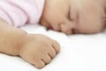 Close Up Of Sleeping Baby Girl At Home Royalty Free Stock Photo