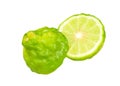 Slice of fresh kaffir lime or bergamot isolated on white background with clipping path Royalty Free Stock Photo