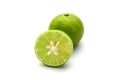 Close up slice of fresh lime isolated on white background Royalty Free Stock Photo