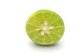 Close up slice of fresh lime isolated on white background Royalty Free Stock Photo