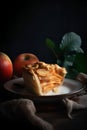 Close-up slice of a homemade apple pie. Generated AI