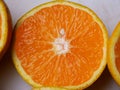 Close up of a slice of an orange from above Royalty Free Stock Photo