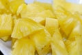 Close up slice pineapple background texture in white dish. Slide and piece of fresh fruit Royalty Free Stock Photo