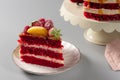 Close-up of a slice of red velvet cake Royalty Free Stock Photo