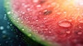 A close up of a slice of watermelon with drops on it, AI Royalty Free Stock Photo