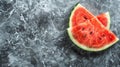 A close up of a slice of watermelon on top of some marble, AI Royalty Free Stock Photo