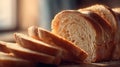 Close-up of Sliced Bread with Detailed Crumb Structure in Warm Tones Royalty Free Stock Photo