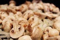 Close up of sliced button mushrooms Royalty Free Stock Photo