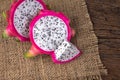 Close up sliced Fresh Dragon fruit or Pitahaya fruit on the