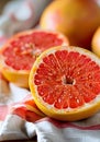 Close Up of a Sliced Grapefruit generated using AI.