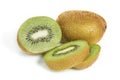 Close up of sliced kiwi fruit. Kiwi isolated on white background, stacked with clipping path. Royalty Free Stock Photo