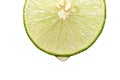 Close up sliced lime with water drop on white background Royalty Free Stock Photo