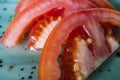 Close up sliced tomatoes in a plate Royalty Free Stock Photo