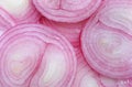 Close up of sliced shallots, full frame shot of slices shallot onions. Royalty Free Stock Photo