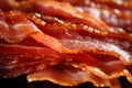 Close up of slices of fried bacon