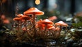 Close up of a slimy orange toadstool in autumn generated by AI Royalty Free Stock Photo