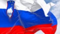 Close-up of Slovenia national flag waving in the wind