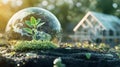 Global Growth Sustainable Future Eco Friendly Home Plant Earth AI generated. Royalty Free Stock Photo
