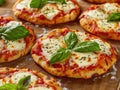 Close-up of small pizzas on table Royalty Free Stock Photo